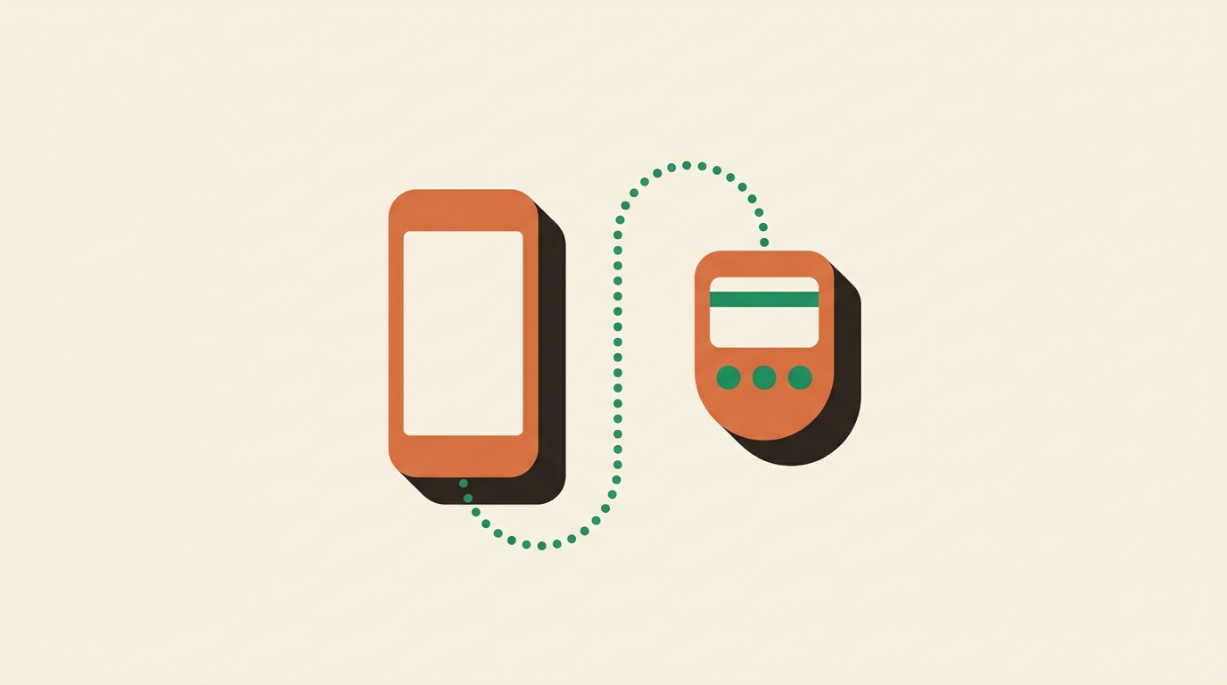 Ilustracja płatności BLIK: smartfon połączony linią z terminalem płatniczym
